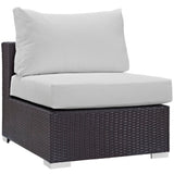 Convene Espresso/White 5 Piece Outdoor Patio Sectional Set - 67x134" - Ornate Home