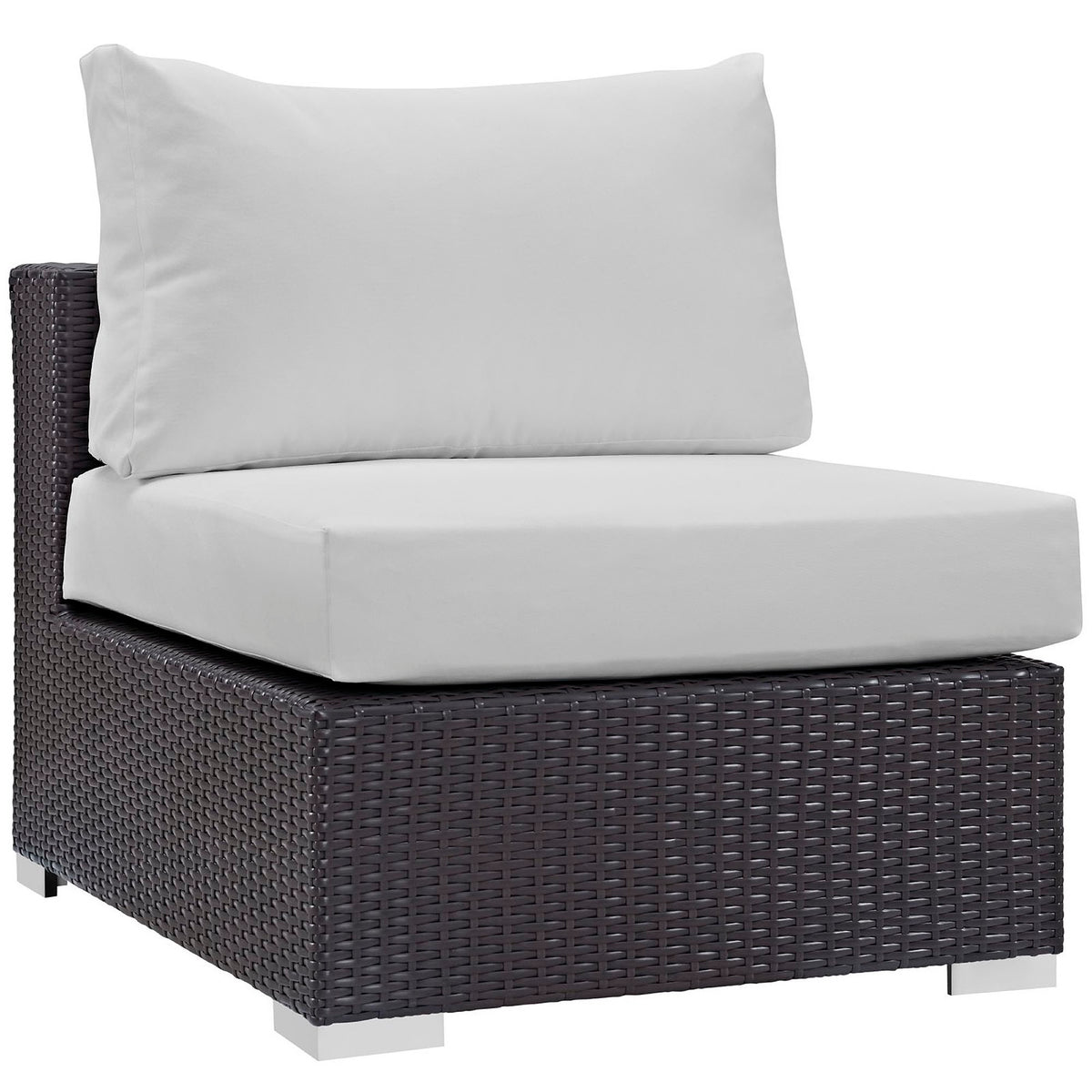 Convene Espresso/White 5 Piece Outdoor Patio Sectional Set - 67x134" - Ornate Home