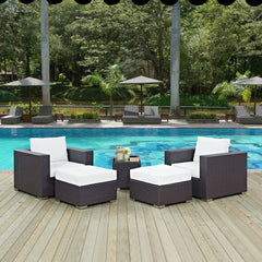 Convene Espresso/White 5 Piece Outdoor Patio Sectional Set - 70x92.5" - Ornate Home
