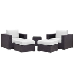Convene Espresso/White 5 Piece Outdoor Patio Sectional Set - 70x92.5" - Ornate Home