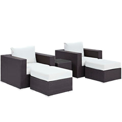 Convene Espresso/White 5 Piece Outdoor Patio Sectional Set - 70x92.5" - Ornate Home