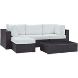 Convene Espresso/White 5 Piece Outdoor Patio Sectional Set - 98.5x98.5" - Ornate Home