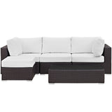 Convene Espresso/White 5 Piece Outdoor Patio Sectional Set - 98.5x98.5" - Ornate Home