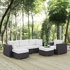 Convene Espresso/White 6 Piece Outdoor Patio Sectional Set - Ornate Home