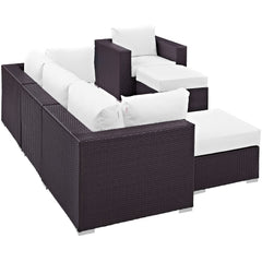 Convene Espresso/White 6 Piece Outdoor Patio Sectional Set - Ornate Home