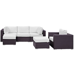 Convene Espresso/White 6 Piece Outdoor Patio Sectional Set - Ornate Home