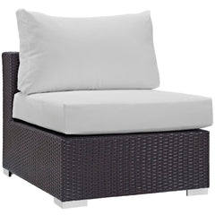 Convene Espresso/White 6 Piece Outdoor Patio Sectional Set - Ornate Home
