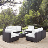 Convene Espresso/White 7 Piece Outdoor Patio Sectional Set - 67x201" - Ornate Home