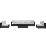 Convene Espresso/White 7 Piece Outdoor Patio Sectional Set - 67x201" - Ornate Home