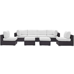 Convene Espresso/White 8 Piece Outdoor Patio Sectional Set - 64x197.50" - Ornate Home