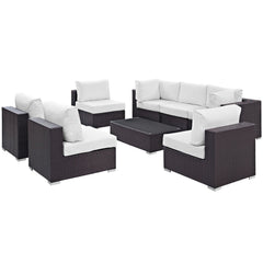 Convene Espresso/White 8 Piece Outdoor Patio Sectional Set - 64x226" - Ornate Home