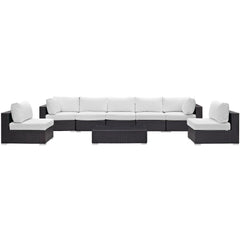 Convene Espresso/White 8 Piece Outdoor Patio Sectional Set - 64x226" - Ornate Home