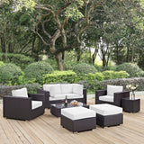 Convene Espresso/White 8 Piece Outdoor Patio Sectional Set - 83.5x163.5" - Ornate Home