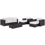 Convene Espresso/White 8 Piece Outdoor Patio Sectional Set - 83.5x163.5" - Ornate Home