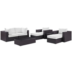 Convene Espresso/White 8 Piece Outdoor Patio Sectional Set - 83.5x163.5" - Ornate Home