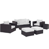 Convene Espresso/White 8 Piece Outdoor Patio Sectional Set - 83.5x163.5" - Ornate Home