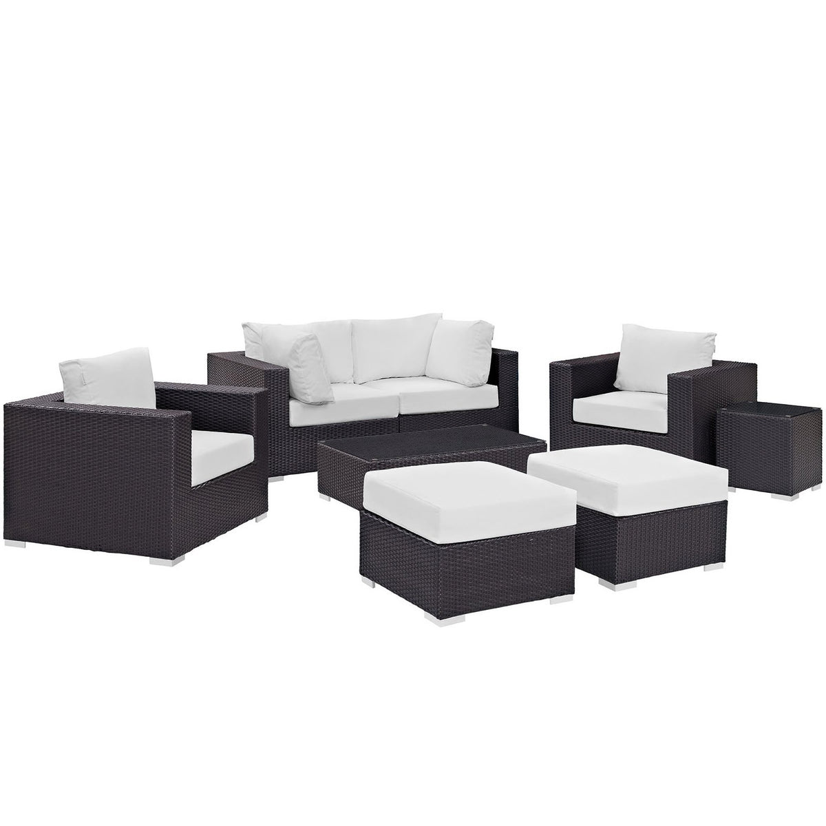 Convene Espresso/White 8 Piece Outdoor Patio Sectional Set - 83.5x163.5" - Ornate Home