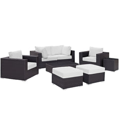 Convene Espresso/White 8 Piece Outdoor Patio Sectional Set - 83.5x163.5" - Ornate Home
