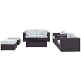 Convene Espresso/White 8 Piece Outdoor Patio Sectional Set - 83.5x163.5" - Ornate Home