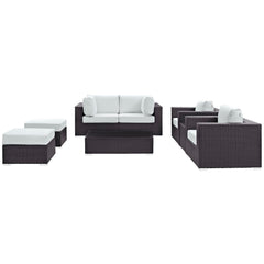 Convene Espresso/White 8 Piece Outdoor Patio Sectional Set - 83.5x163.5" - Ornate Home