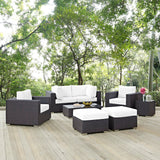 Convene Espresso/White 8 Piece Outdoor Patio Sectional Set - 83.5x163.5" - Ornate Home