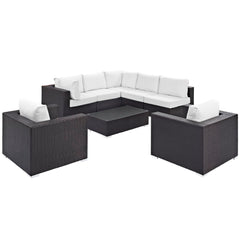 Convene Espresso/White 8 Piece Outdoor Patio Sectional Set - 98.5x113.5" - Ornate Home