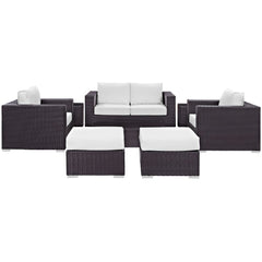 Convene Espresso/White 8 Piece Outdoor Patio Sofa Set - Ornate Home