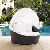 Convene Espresso/White Canopy Outdoor Patio Daybed - Ornate Home