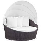 Convene Espresso/White Canopy Outdoor Patio Daybed - Ornate Home