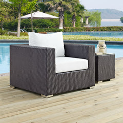 Convene Espresso/White Outdoor Patio Armchair - Ornate Home