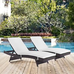 Convene Espresso/White Outdoor Patio Chaise (Set of 2) - Ornate Home