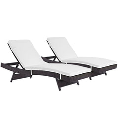 Convene Espresso/White Outdoor Patio Chaise (Set of 2) - Ornate Home