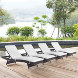 Convene Espresso/White Outdoor Patio Chaise (Set of 4) - Ornate Home