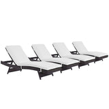 Convene Espresso/White Outdoor Patio Chaise (Set of 4) - Ornate Home