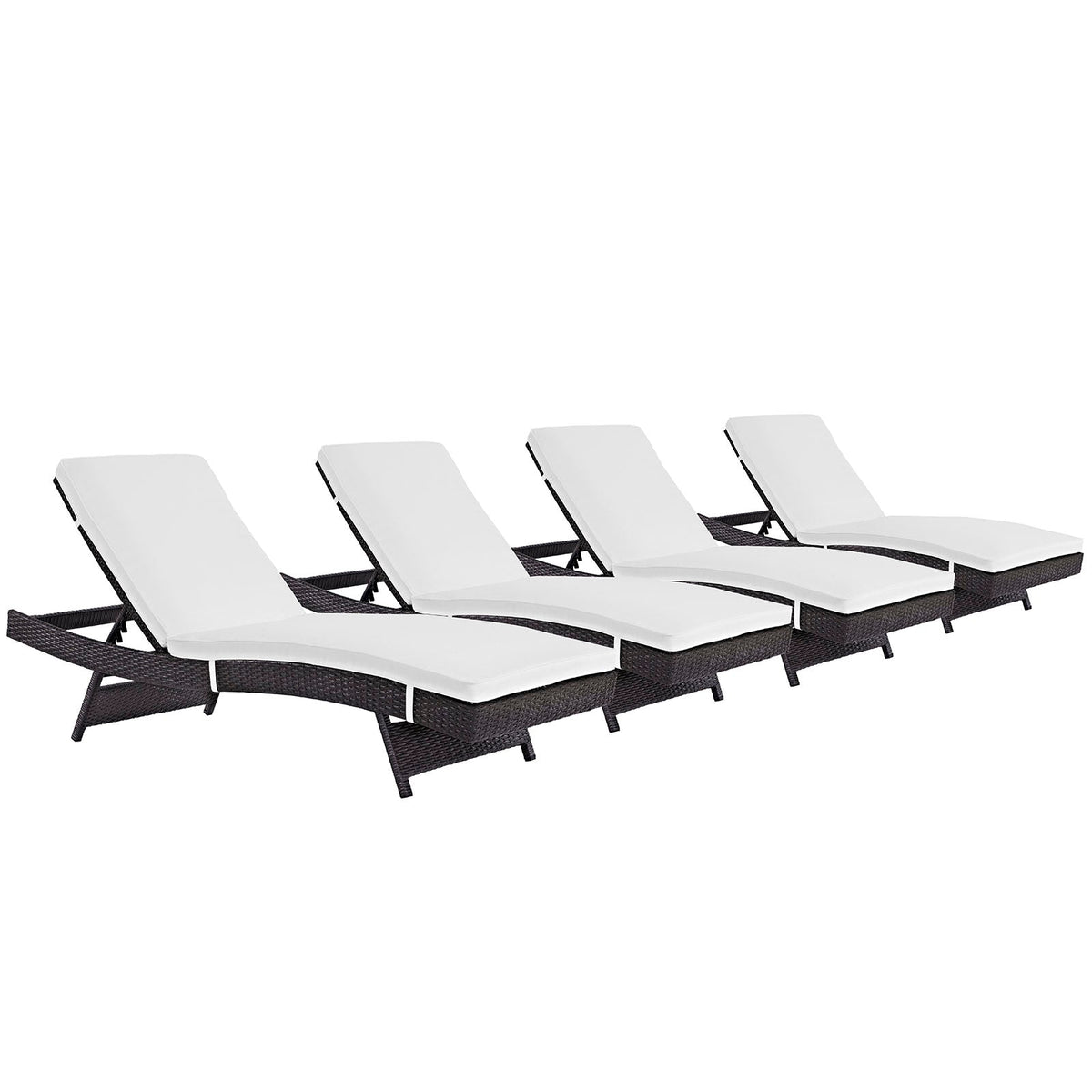Convene Espresso/White Outdoor Patio Chaise (Set of 4) - Ornate Home