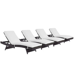 Convene Espresso/White Outdoor Patio Chaise (Set of 4) - Ornate Home