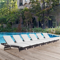 Convene Espresso/White Outdoor Patio Chaise (Set of 6) - Ornate Home
