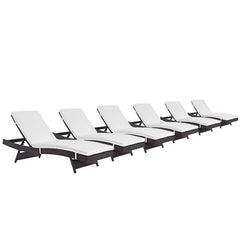 Convene Espresso/White Outdoor Patio Chaise (Set of 6) - Ornate Home