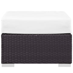 Convene Espresso/White Outdoor Patio Fabric Square Ottoman - Ornate Home