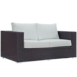 Convene Espresso/White Outdoor Patio Loveseat - Ornate Home