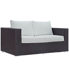 Convene Espresso/White Outdoor Patio Loveseat - Ornate Home