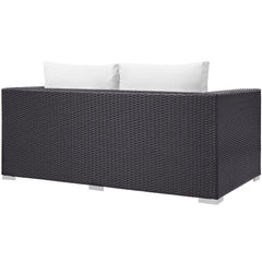 Convene Espresso/White Outdoor Patio Loveseat - Ornate Home
