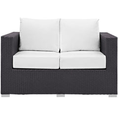 Convene Espresso/White Outdoor Patio Loveseat - Ornate Home
