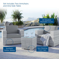Convene Light Gray/Gray 3-Piece Outdoor Patio Set - Ornate Home