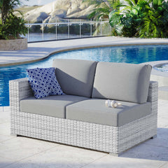 Convene Light Gray/Gray Outdoor Patio Left-Arm Loveseat - Ornate Home