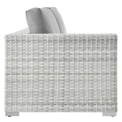 Convene Light Gray/Gray Outdoor Patio Left-Arm Loveseat - Ornate Home