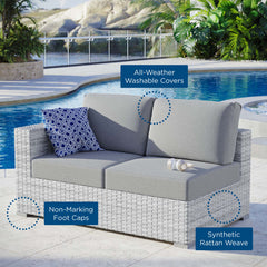 Convene Light Gray/Gray Outdoor Patio Left-Arm Loveseat - Ornate Home