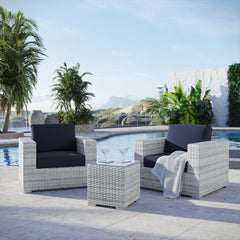 Convene Light Gray/Navy 3-Piece Outdoor Patio Set - Ornate Home