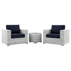 Convene Light Gray/Navy 3-Piece Outdoor Patio Set - Ornate Home
