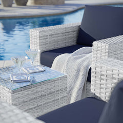 Convene Light Gray/Navy 3-Piece Outdoor Patio Set - Ornate Home